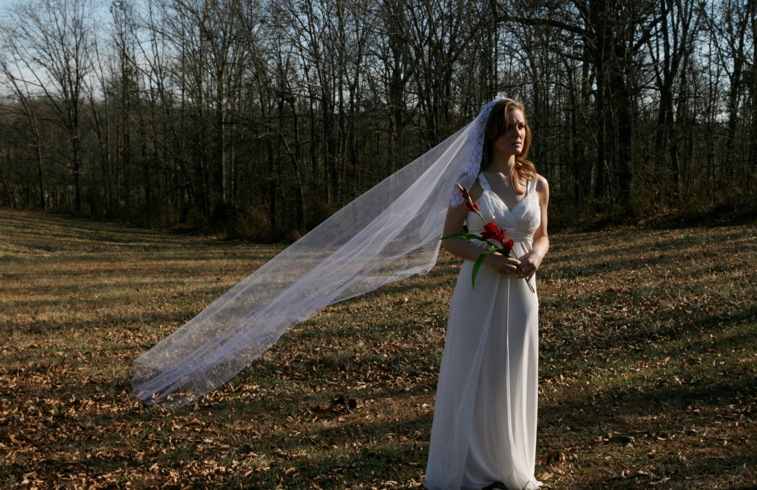 Floor Length Veil With Lace Framing Face Etsy