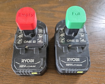即時ダウンロード | Ryobi 18VバッテリーキャップSTLファイル – 充電済み＆放電済みインジケーターカバー | 自宅で3Dプリント | ONE+対応