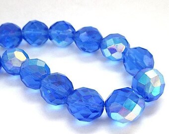 40mm Sapphire Blue glass Quartz Faceted Teardrop Pendant Bead 