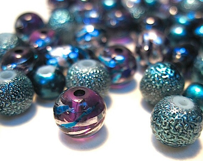 Confetti Glass Beads Mix Assortment Black Purple Tuquoise Silver Blue