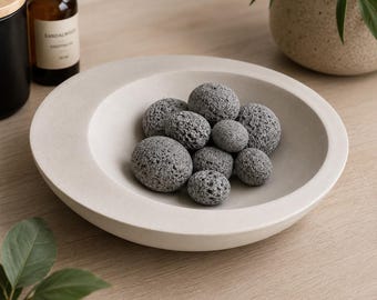 Essential Oil Diffuser Bowl with Lava Rocks | Handmade Concrete Aromatherapy Bowl | Modern Home Decor | Minimalist Zen Gift
