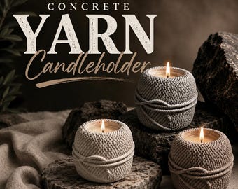 Handmade Concrete Yarn Tea Light Candle Holder | Modern Tealight Holder | Concrete Candle Vessel | Boho Decor | Housewarming Gift