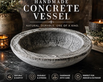 Handmade Concrete Bowl, Large Decorative Vessel, Modern Rustic Home Decor, Concrete Centerpiece, Planter Bowl, Tabletop Decor, Cement Bowls