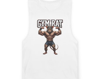Camiseta sin mangas con estampado de rata musculosa para gimnasio / Camiseta de entrenamiento fitness