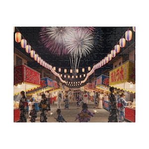 Sommarfestival Fyrverkeripussel 110, 252 bitar | Japansk nattmarknadsscen