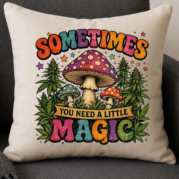 PNG de Magia de Hongos Retro / Descarga Digital por Sublimación de Cannabis Hippie