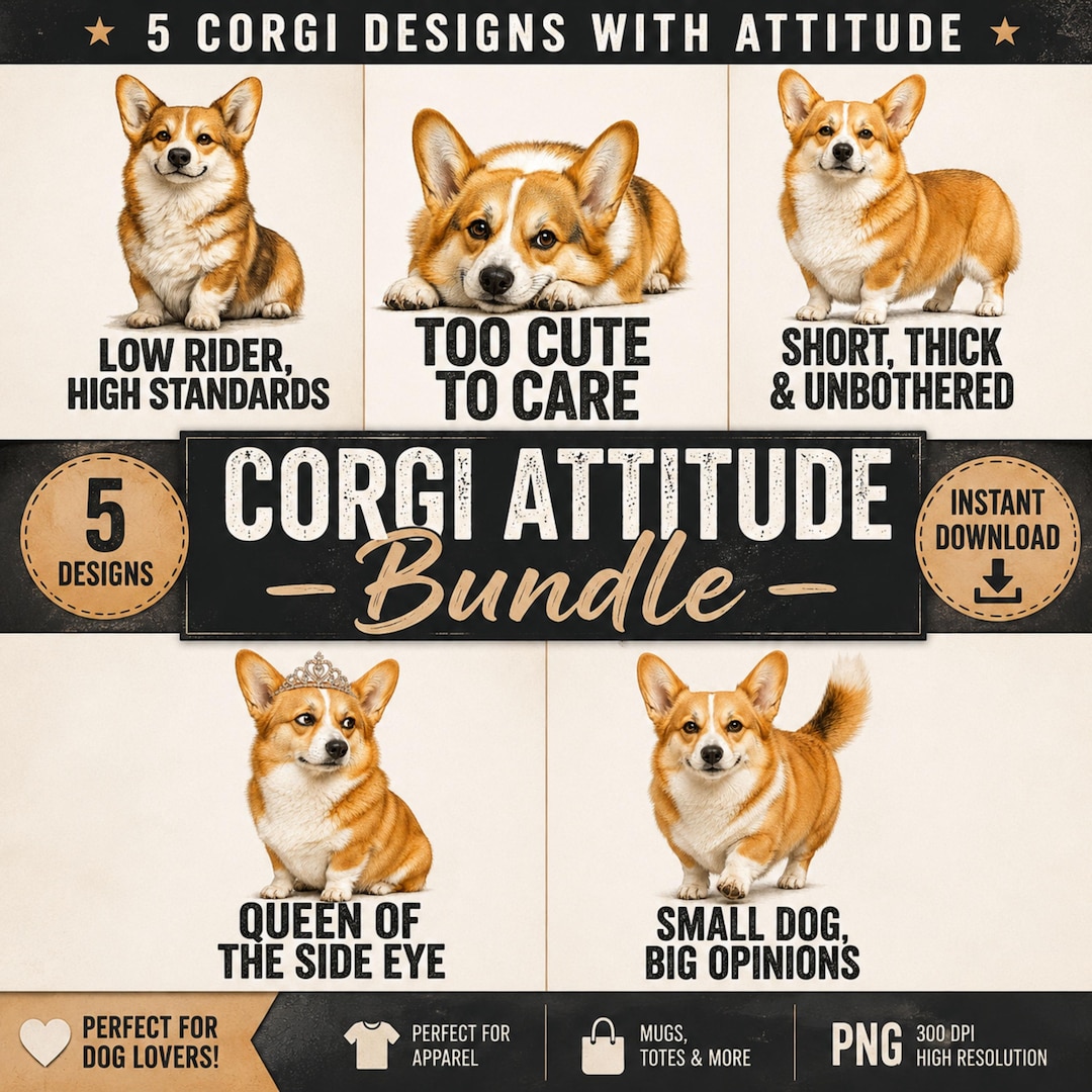 Corgi Attitude PNG Bundle 5 Funny Dog Designs Digital Download Etsy corgi-attitude-png-bundle-5-funny-dog-designs-digital-download-etsy