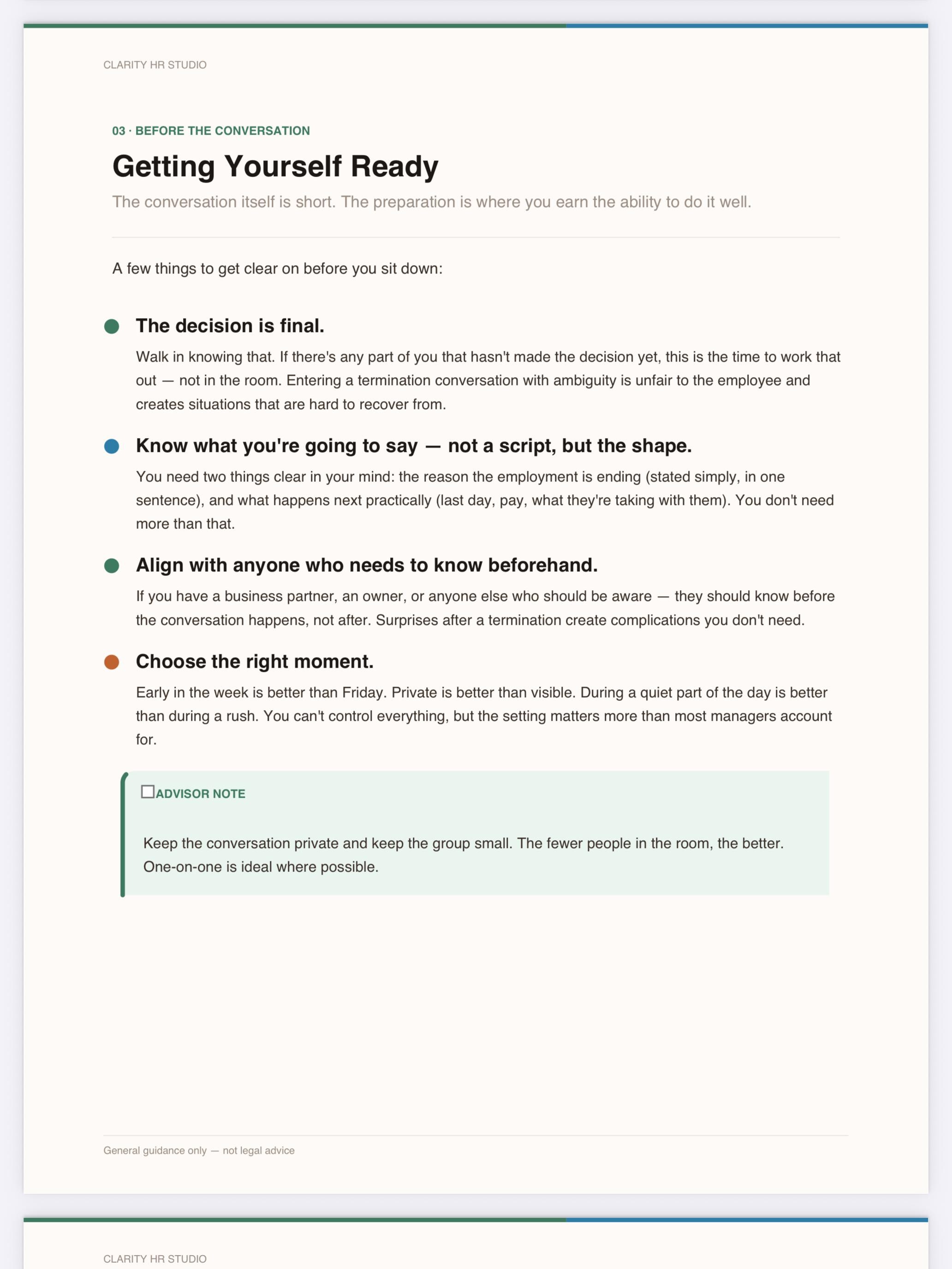 Termination Example Conversation Employee Separation HR Toolkit - Termination & Exit Conversations Made ...