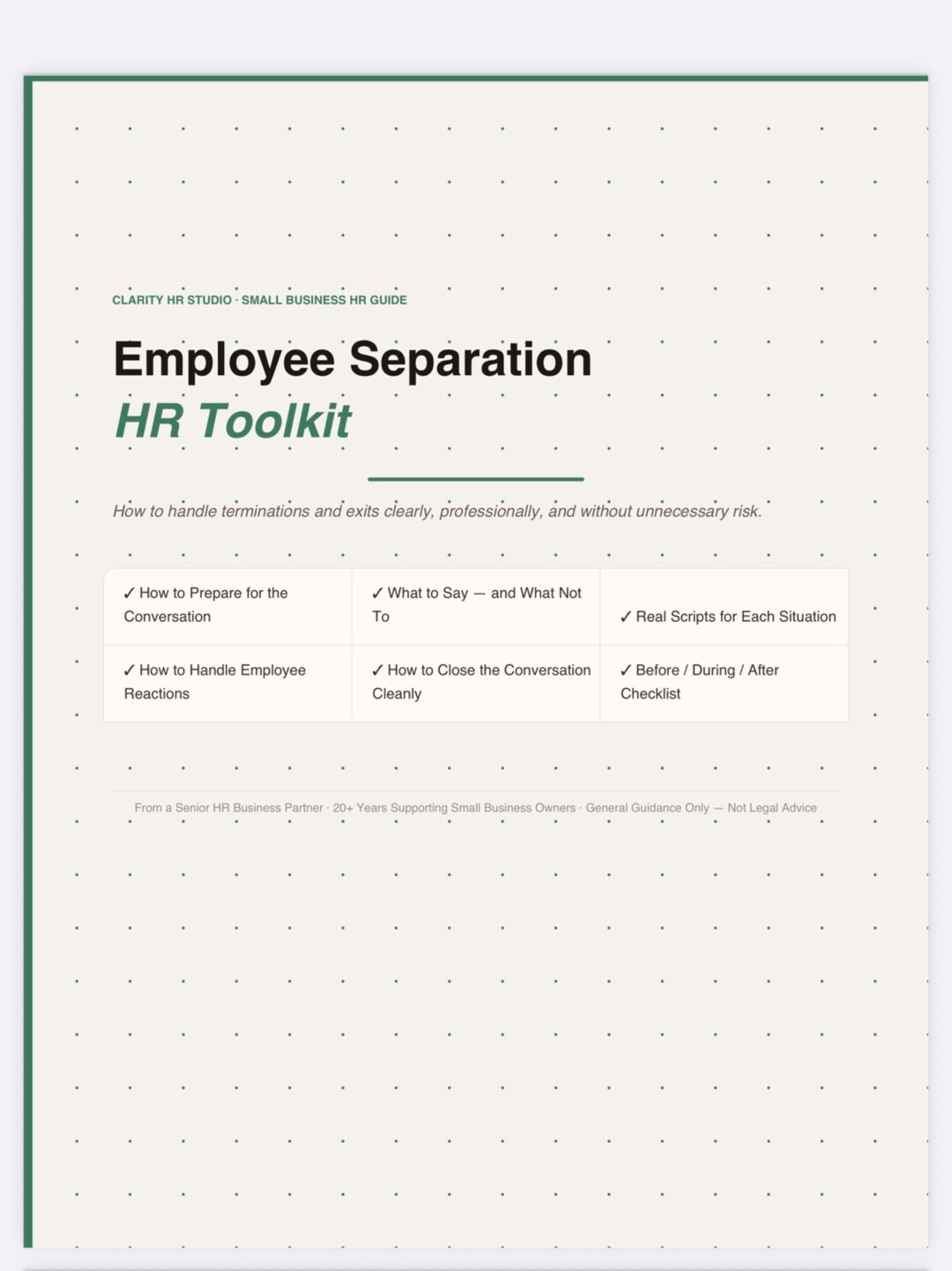 Hr Scripts Example Employee Separation HR Toolkit - Termination & Exit Conversations Made ...
