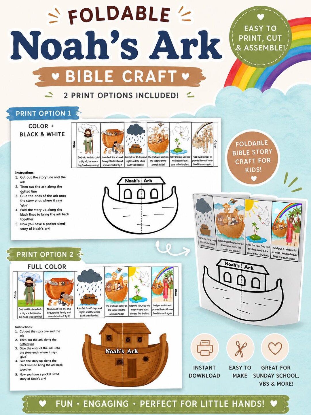 Noah's Ark Printable Bible Craft for Sunday School - Church Lesson ...