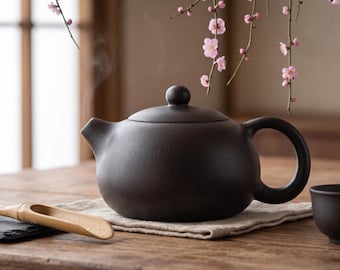 Handgefertigte China Teekanne - Hei Zhu Ton mit schwarzer Goldfarbe, 200ml Gongfu Teekanne