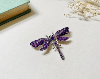 Vintage Purple Dragonfly Brooch