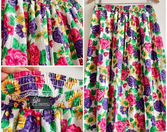 Vintage Pyke Limited Bright Floral Pleated Skirt