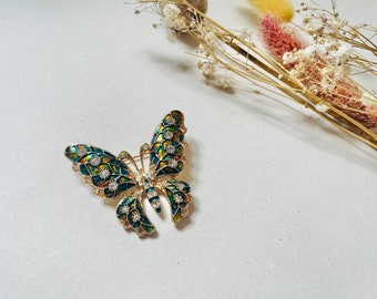 Vintage Butterfly Brooch with Sparkly Rhinestones