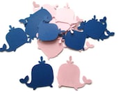 Navy and Pink Whale Confetti - Nautical Party, Under the Sea, Navy and Pink, Pink Nautical,Whale Gender Reveal, blue pink