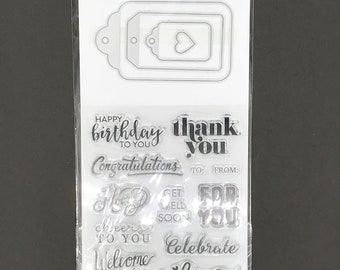 Tag Die Cuts Birthday Stamp Merci Stamp Félicitations Stamp Welcome Baby Stamp