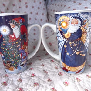 STARLIGHT SANTA Father Christmas Mugs, Judith Ann Griffin CIC Celestial Woodland Design