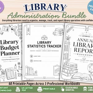 Bibliotheksverwaltungspaket, Budgetplaner für Bibliothekare, Statistik-Tracker, Arbeitsbuch für den Jahresbericht, Druckvorlage, digitale GoodNotes