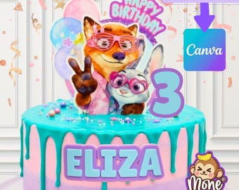 Zootopia Nick Wilde Judy Hopps Geburtstag Cake Topper (Digitaler Download)