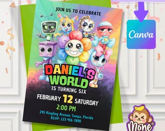 Dandys World Birthday Invitation, dandys Party Invite (Instant Download)