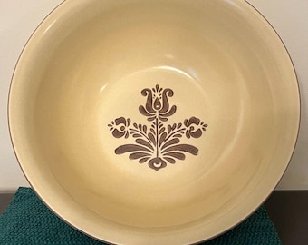 Pfaltzgraff Village 3 Qt Round Serving Bowl Tan Brown USA 12” Diameter