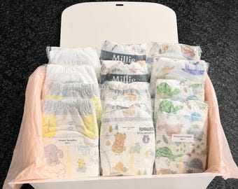 Diaper Sampler Box with Wipes | 24 Diaper Variety Pack, 6 Brands (Gift Ready)