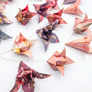 Fairy Lights, 20 Safe LED Battery- Operated Strand, Hand Folded Origami Paper Flowers