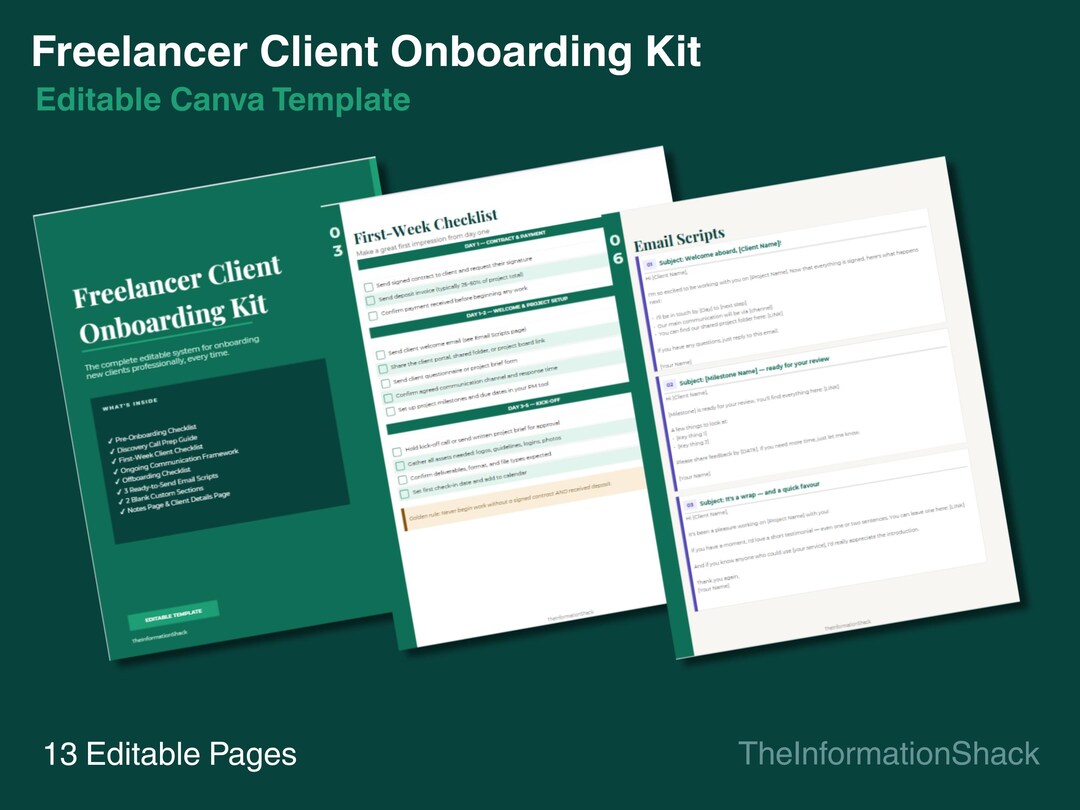 Editable Freelancer Client Onboarding Kit — Canva Template for ...