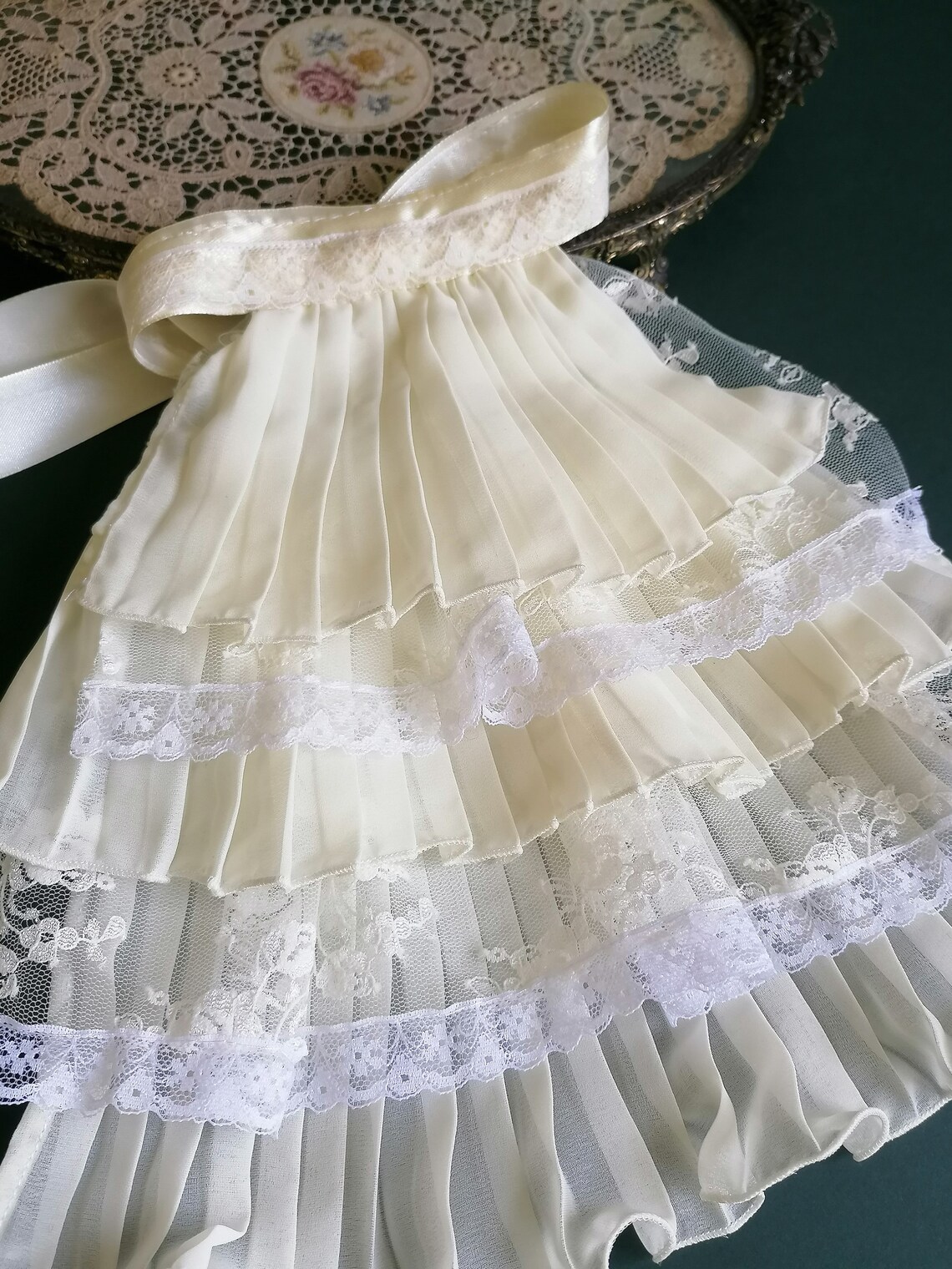 Ivory lace ruffle jabot Renaissance style jabot Medieval Etsy