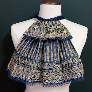 Edwardian navy blue striped jabot, Victorian, Goth cravat, necktie, party costume
