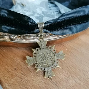 Military style Choker, Military medal with Ribbon, choker with coat of arms
