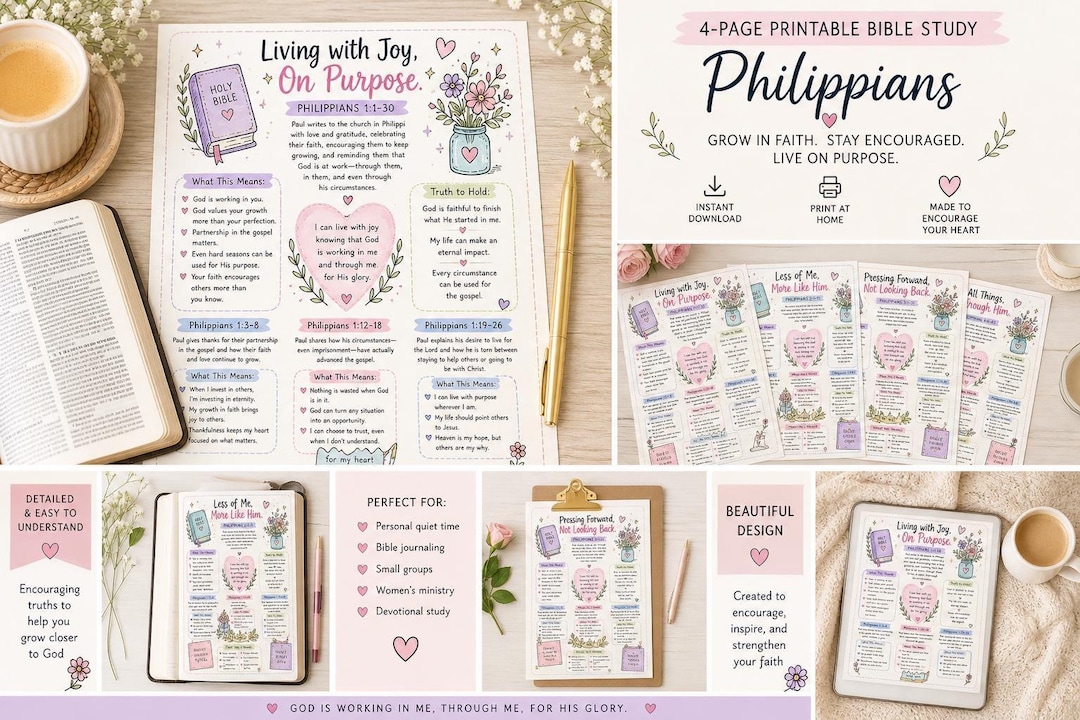 Philippians Bible Study Printable | 4-week Devotional Workbook (PDF) - Etsy