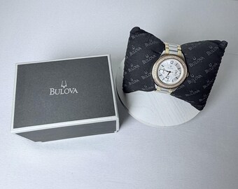 Bulova 98N100 Quartz Watch For Women 38mm Two Toned Swarovski Crystals