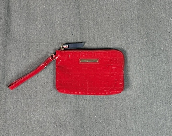 Tommy Hilfiger Women's Logo Embossed Red Wristlet Pouch