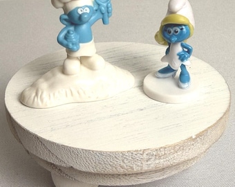 Smurfs Figures Cake Toppers Baker Smurfette Peyo Lot of 2