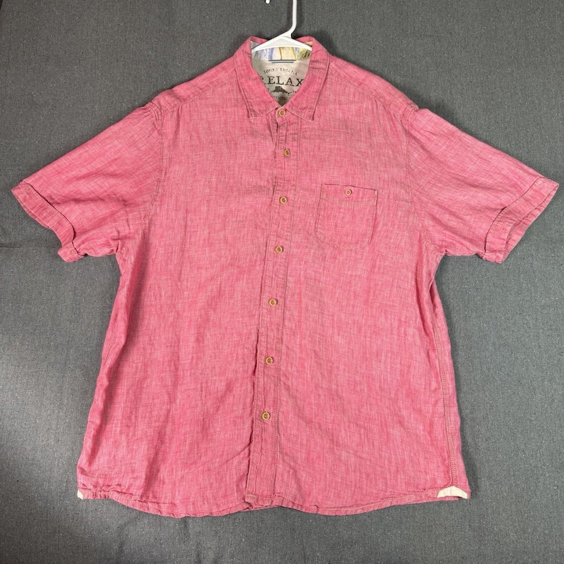 Tommy Bahama Men's Linen Short Sleeve Shirt Pink Size XL zdjęcie 1
