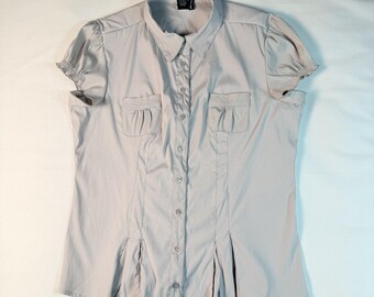 Top corto abullonado estilo Y2K para mujer de Cotton Express, talla XL, color gris.