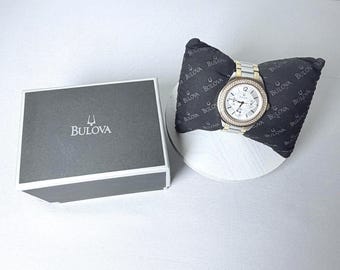 Bulova 98N100 Quartz Watch For Women 38mm Two Toned Swarovski Crystals