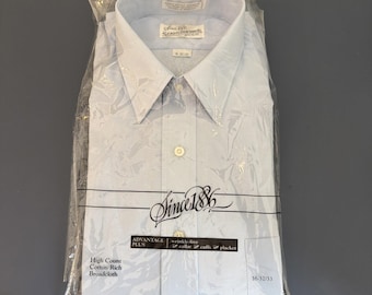Camisa de vestir vintage de manga larga para hombre de Sears Roebuck Co., color azul, talla 16 (32/33).