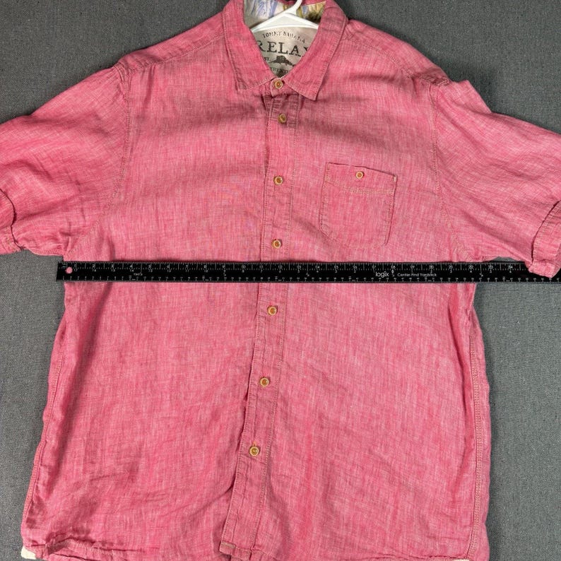 Tommy Bahama Men's Linen Short Sleeve Shirt Pink Size XL zdjęcie 4