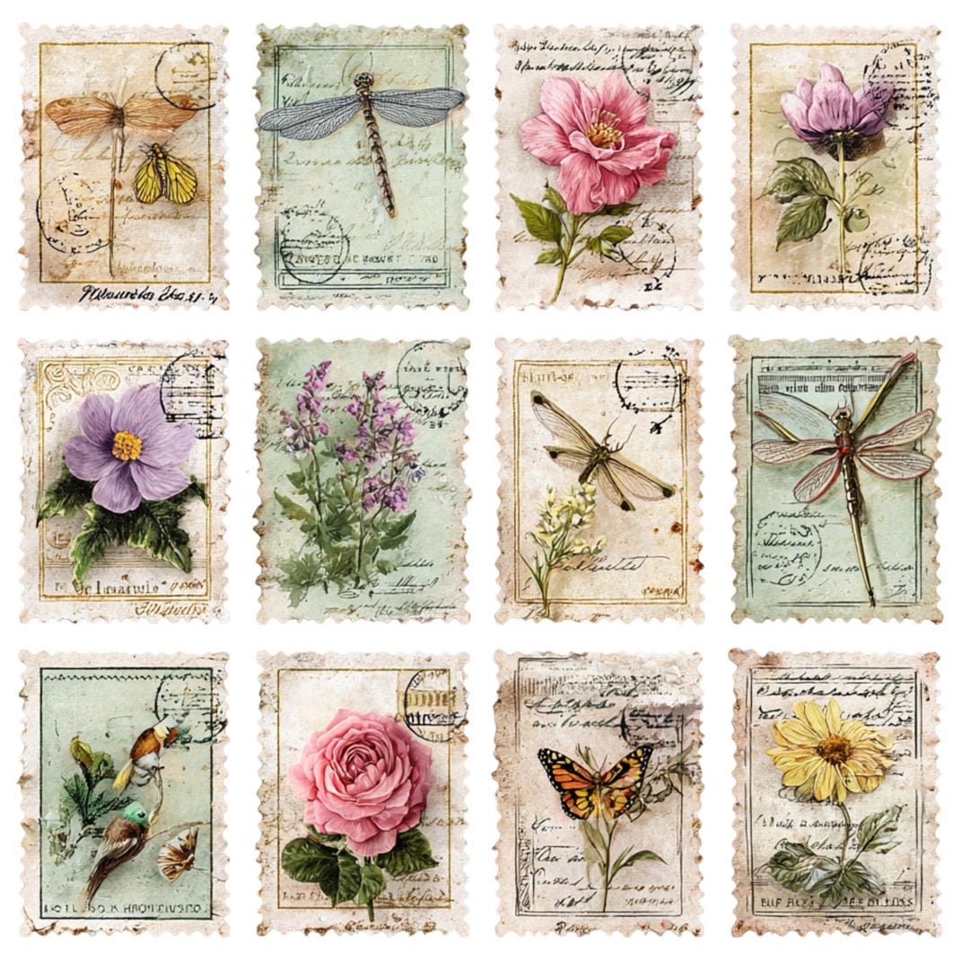 Vintage Ephemera Collage Sheet for Crafts, 1 File Contains ALL Stamps ...