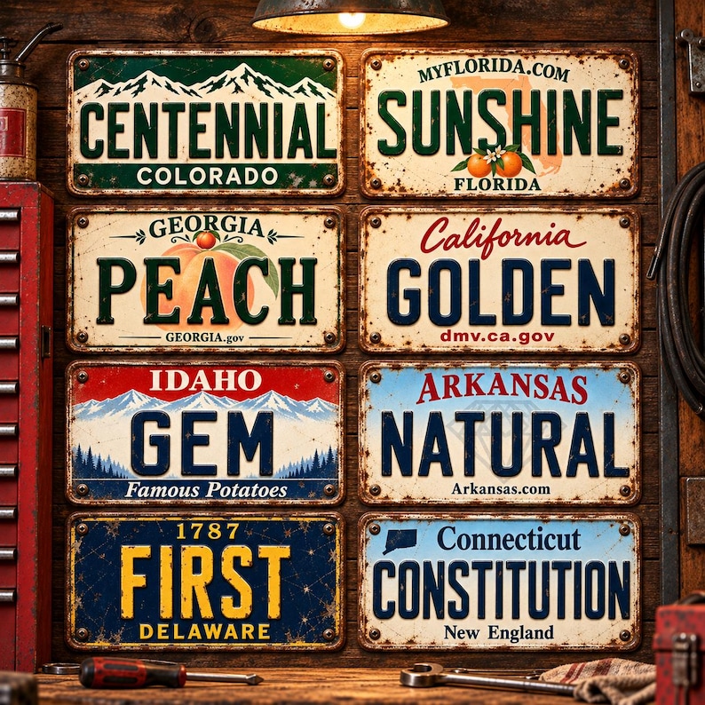50 Editable State License Plate Digital Bundle, Personalized Designs ...