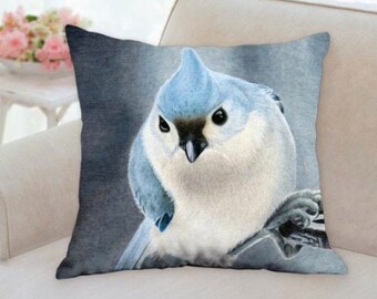 Bird Art Pillow, Tufted Titmouse Throw Pillow, Decorative Pillow