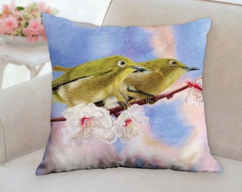 Bird Art Throw Pillow, Decorative Pillow, Art Pillow
