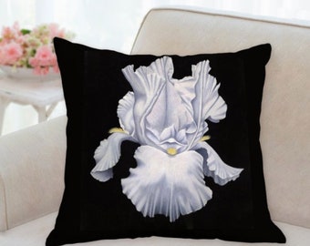 White Iris Art Pillow, Flower Throw Pillow, Decorative Pillow