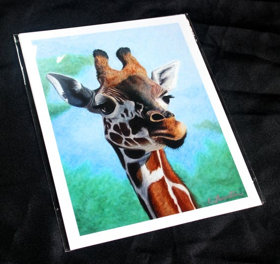 Girafe De Dessin Au Crayon Impression Couleur Etsy