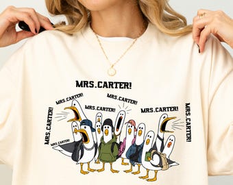 Camiseta divertida personalizada con diseño de gaviota para profesores, regalo personalizado para profesores, camiseta de agradecimiento para profesores, camiseta de vuelta al cole, camiseta con humor adorable para el aula.