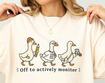 Camiseta divertida de profesor con ganso – Camiseta “A supervisar activamente”, Camiseta para profesores en días de exámenes, Regalo divertido para profesores con ganso, Camiseta unisex