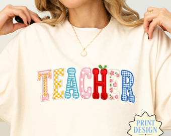 Camiseta para profesora con bordado de imitación, regalo de agradecimiento para profesores, camiseta para profesores para la vuelta al cole, regalo de graduación para profesores