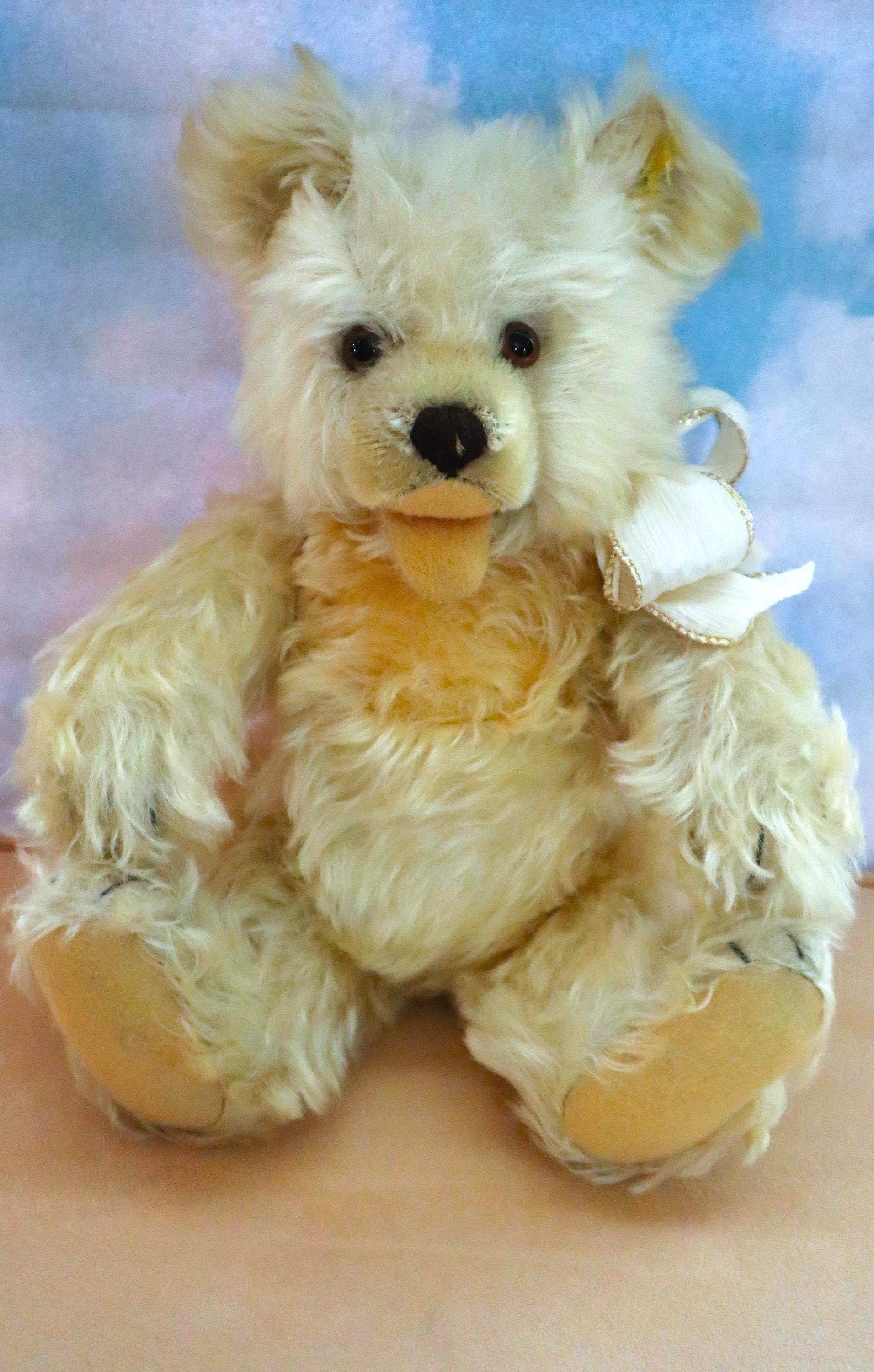 Vintage Steiff White Zotty Bear 1960-61 Only,w/ids, Largest 35CM